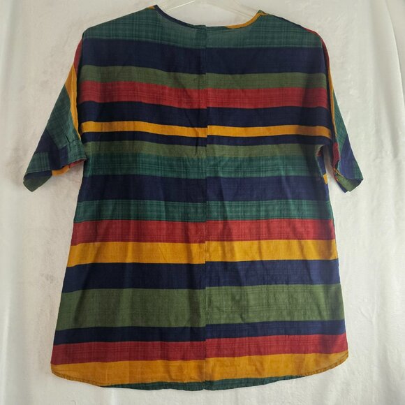 Emery Rose Multicolor Top Shirt Striped Size L Fall Autumn Colors Round Neck - Picture 2 of 9